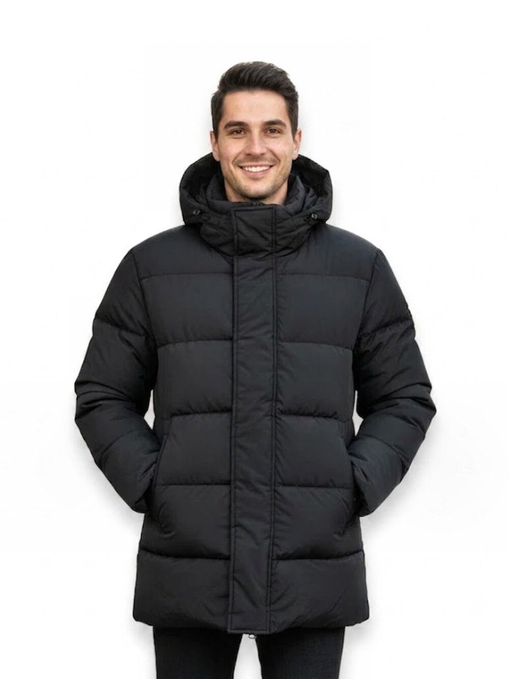 Andrew Marc Carlton Packable Hood Quilted Black Puffer Jacket, Men's Size M